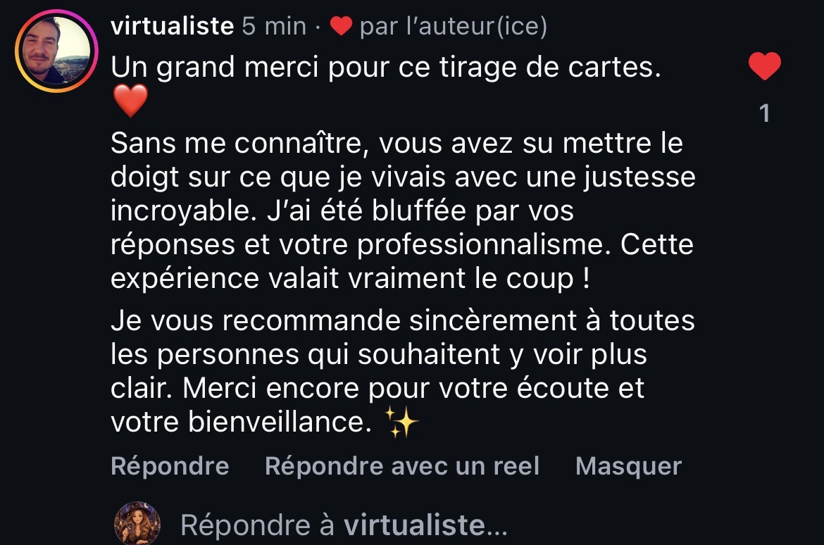 Capture du commentaire Instagram original de virtualiste, retranscrit ci-dessus